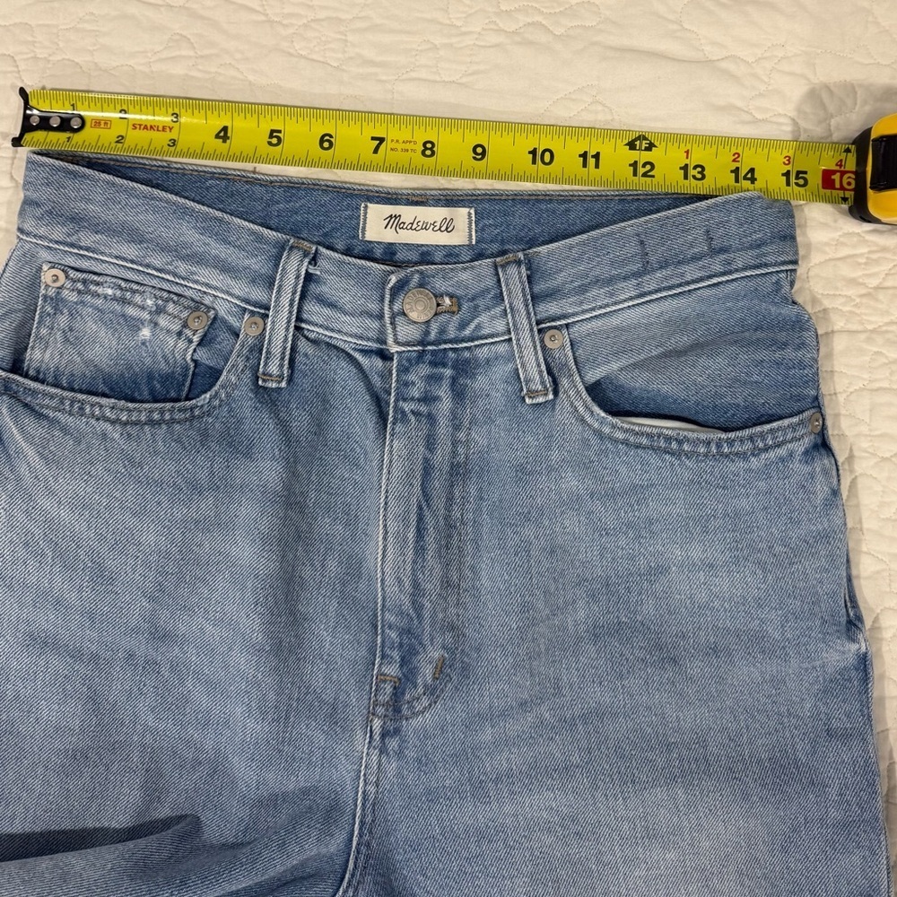 Madewell /Women’s Light Blue Distressed Straight Leg Jeans/ THE MOMJEAN /Size 27 - Picture 6 of 14